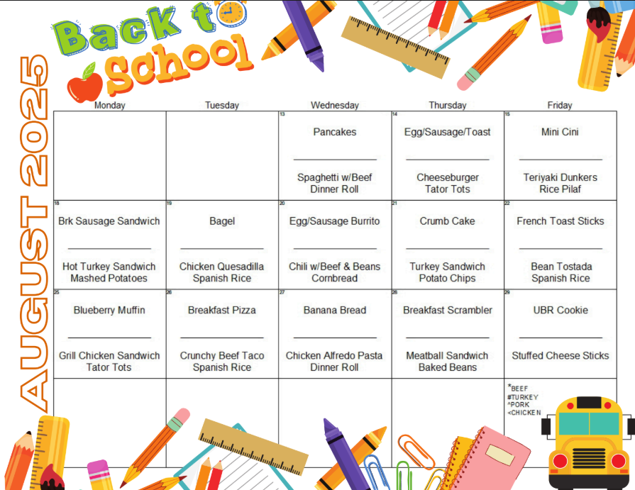 August Menu 2025